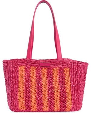 Kate Spade Eden Stripe Crochet Tote & Pouch - Red