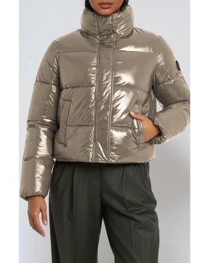 Noize Coco Crop Water Resistant Puffer Jacket - Brown