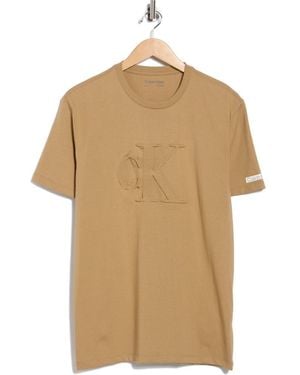 Calvin Klein Embossed Monogram T-Shirt - Natural