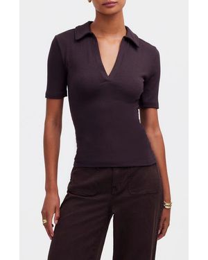Madewell Drapey Rib Polo - Blue