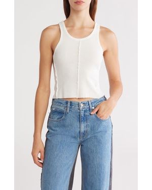 SLVRLAKE Denim Re-Work Raw Hem Tank - White