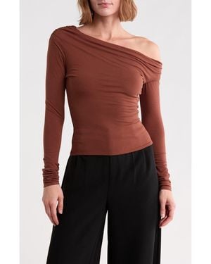 AFRM Bria One-Shoulder Jersey Top - Brown