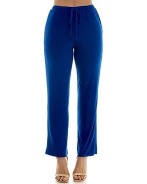 Nina Leonard Drawstring Pocket Straight Leg Pants - Blue