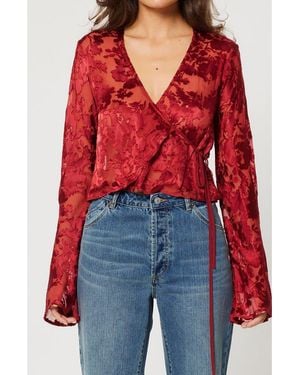 Rolla's Rodeo Sheer Burnout Wrap Top - Red