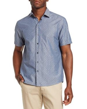 WESTZEROONE Kaiser Short Sleeve Woven Shirt - Blue