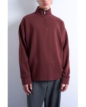 TOPMAN Heavyweight Oversize Quarter Zip Sweatshirt - Red