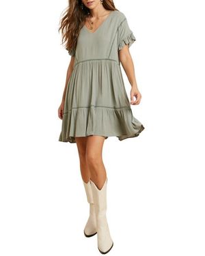 slim fit dress slacks Rubi Green Babydoll Mini Dress - US 16 main image 1