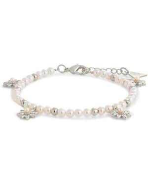 Sterling Forever Esti Cubic Zirconia & Cultured Pearl Bracelet - Metallic