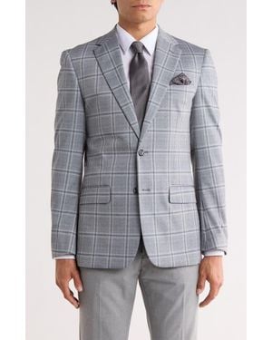 Duchamp Slim Fit Plaid Knit Sport Coat - Gray