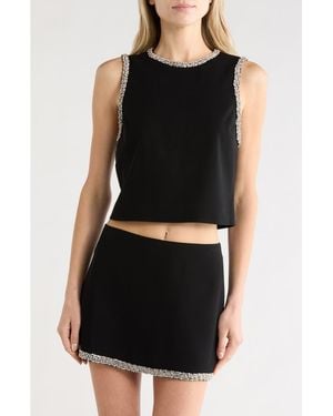 Alice + Olivia Amal Embellished Sleeveless Crop Top - Black