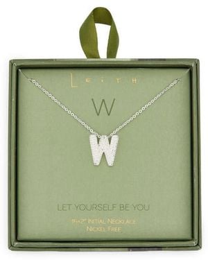 Leith Pavé Cubic Zirconia Initial Pendant Necklace - Green