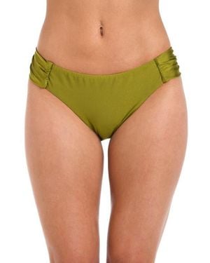 Sunshine 79 Solids Shirred Side Bikini Bottoms - Green