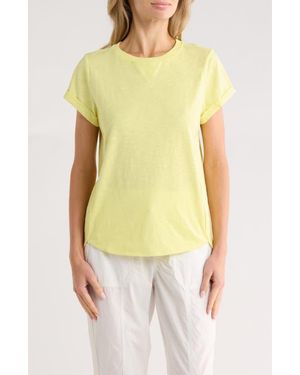DKNY Roll Sleeve Cotton Blend T-Shirt - Yellow