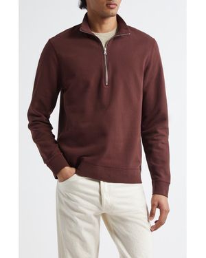 Sunspel Half Zip Pullover - Red