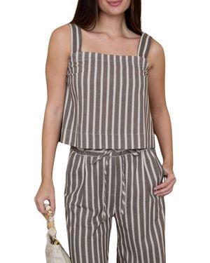 Blu Pepper Stripe Square Neck Tank - Gray