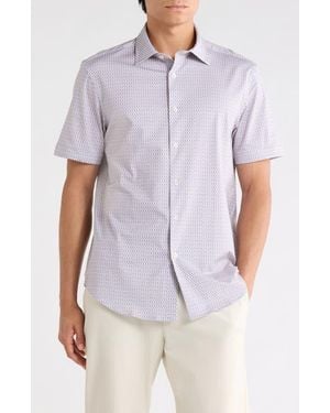 Bugatchi Short Sleeve Woven Shirt - Purple