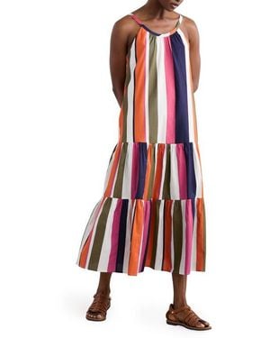 Seasalt Cornwall Alba Stripe Tiered Midi Dress - White