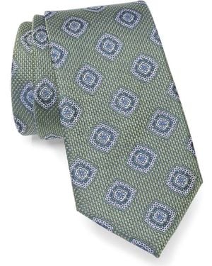Duchamp Medallion Jacquard Silk Tie - Blue