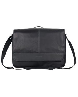 Kenneth Cole Colombian Leather Crossbody Laptop Case & Tablet Messenger Bag - Black