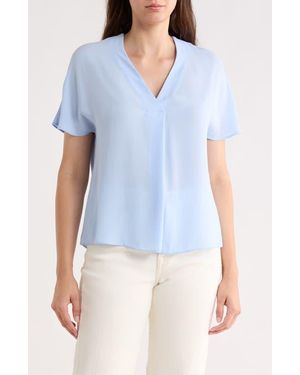 Tahari V-Neck Short Sleeve Top - Blue