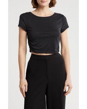Love By Design Rashia Side Ruched Crop Top - Black