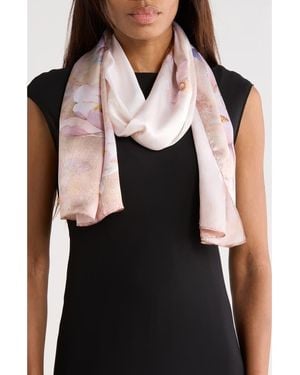 La Fiorentina Floral Print Silk Scarf - Black