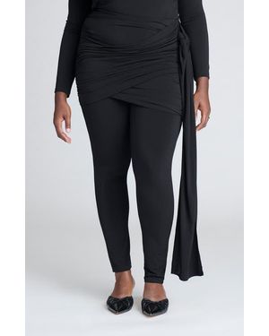 Eloquii Drape Detail Leggings - Black