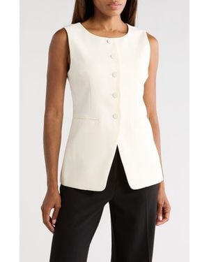 Rebecca Taylor Refined Suiting Button Front Vest - White