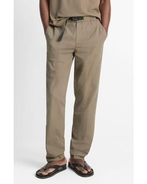 Vince Flat Front Cotton Ripstop Belted Pants - Natural