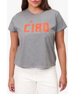 Clare V. Ciao Cotton Graphic T-Shirt - Gray