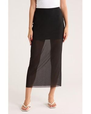 Leith Mesh Midi Skirt - Black