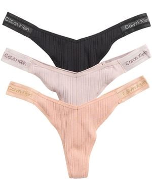 Calvin Klein Refined Ribbed Thongs - Pink