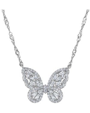 FZN Cubic Zirconia Butterfly Pendant Necklace - Metallic