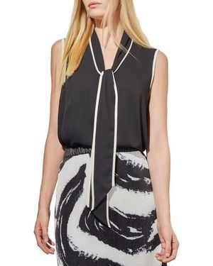 Ming Wang Tie Neck Sleeveless Top - Blue