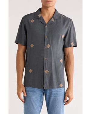 INDUSTRY REPUBLIC CLOTHING Embroidered Camp Shirt - Blue