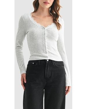 Lush Lace Trim Cardigan - White