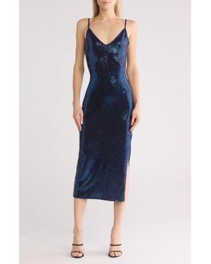 Bebe Disco Sequin Midi Dress - Blue