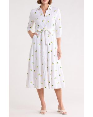 Ellen Tracy Tie Waist Shirtdress - White