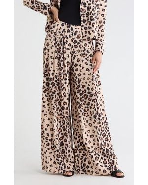 L'Agence Nova Print Pleated Wide Leg Pants - Multicolor