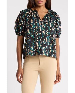 Ulla Johnson Loli Split Neck Cotton Top - Blue