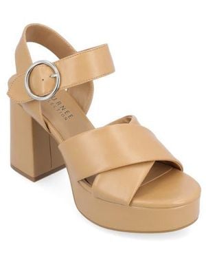 Journee Collection Akeely Block Heel Platform Sandal - Natural