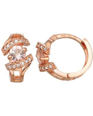 FUZION CREATIONS 10K Morganite & Diamond Huggie Hoop Earrings - Multicolor