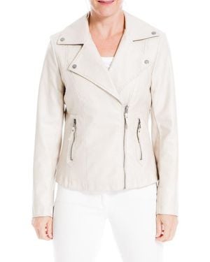 Max Studio Maxstudio Washed Faux Leather Moto Jacket - White