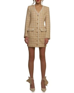 Endless Rose Premium Plaid Tweed Minidress - Natural