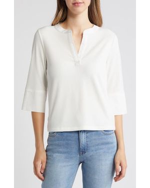 Wit & Wisdom Split Neck Top - White