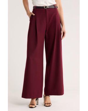 Gemma Jane Double Pleat Wide Leg Pants - Red
