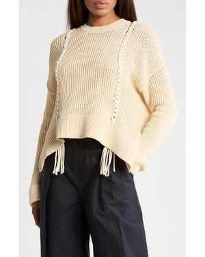 3.1 Phillip Lim Mercerized Textured Cotton Blend Sweater - Black