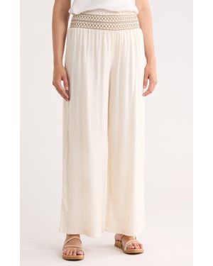 Bagatelle Smocked Waist Wide Leg Pants - Pink