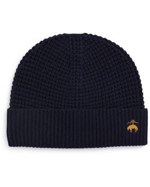 Brooks Brothers Wool & Cashmere Waffle Knit Beanie - Blue