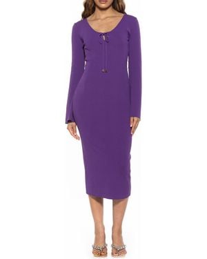 Alexia Admor Akari Tie Front Knit Midi Dress - Purple